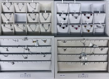 Four Trays Of Sterling Necklaces With Semi-Precious Stones