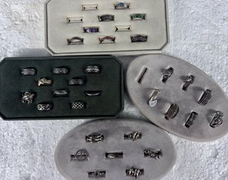 Four Small Trays Of Misc Sterling Rings