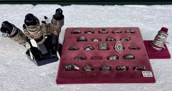 Large Lot Of Sterling Rings