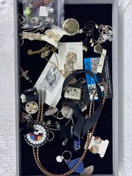 Tray Lot Including Sterling And Bolo Tie