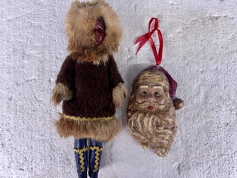 Eskimo Doll With Santa Ornament