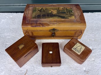 Four Small Wooden Boxes