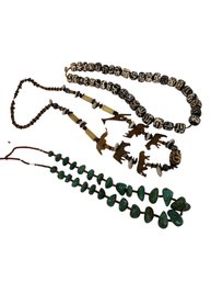 3 NECKLACES (AFRICAN ANIMALS, STONE)