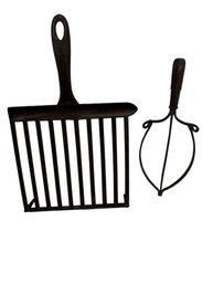 VERY EARLY TRIVET & ANTIQUE FIREPLACE GRILLE