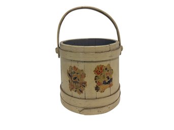 Decorated Firkin In Yellow/green Paint