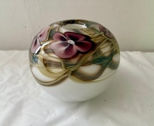 Signed Art Glass Vase - 5 Inch