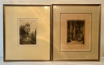 Two Vintage English Etchings -