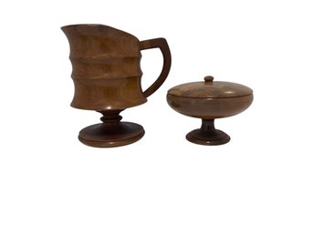 Two Pieces - Treen Ware - 9 Inch Tallest