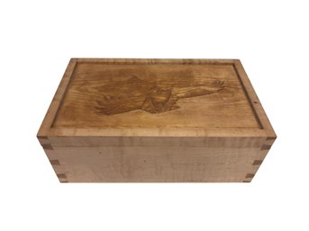 Bench Made Box With Owl Decoration - 9.5x16x6