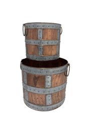 Two Copper Buckets Banding - 11x12 And 9x10