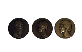 Three Bronze Medallions - 2.25 Inches