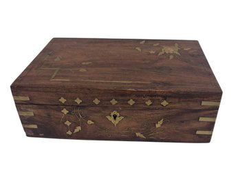 Brass Inlaid Jewelry Box - 7.5x11.5x4