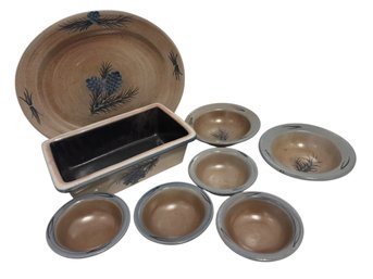 Rowe Pottery Works - 14x12 Platter - Loaf Pan -  Set 4 Bowls - Set 2 Bowls