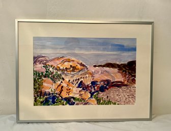 Orange Boulders Pale Sky