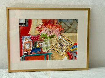 Lilies Embroidered Pillow