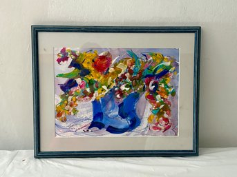 Blue Bucket Of Flowers