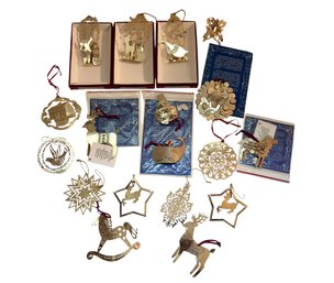 Lot Of Gold Colored Ornaments Including Some With 24k Finish And Barbara Stanger Originals