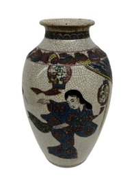 Japanese Satsuma Style Vase - 12 1/2 Inch Tall