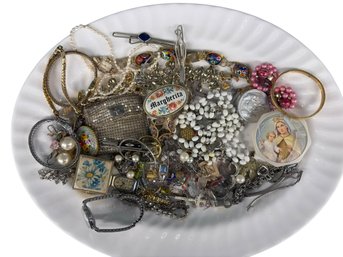 Tray Lot Of Costume Jewelry Including Watches