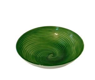 Signed Art Glass Swirled Bowl 9.5 Inch