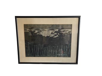 Kiyoshi Saito Block Print Signed Lower Right - 21x27