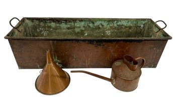 Copper 30 Inch Window Box - Funnel - Watering Can