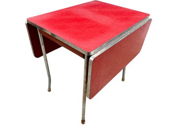 Vintage Red Formica Drop Leaf Table  - 24 Inches Closed - 50 Inches Open