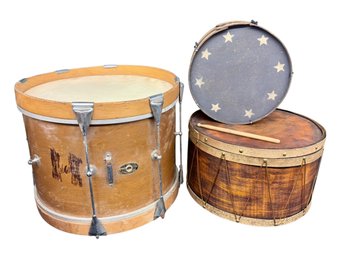 Slingerland Marching Drum And Two Decorative Drum Items