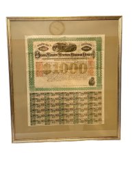 $1000 Selma Marion Memphis Railroad Co. Framed Stock Certificate