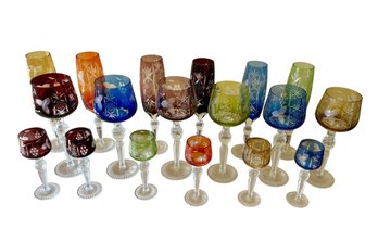 Three Sets Of 6 Cut To Clear Stemware