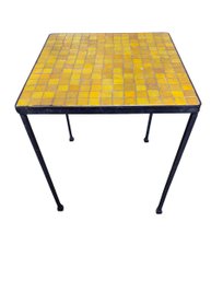 MCM Iron Base Tile Top Side Table