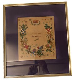 Framed Scottish Crest Needle Point - 15x17 - Dated 1953