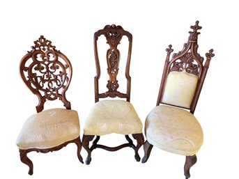 Three Side Chairs With Upholstered Cushions