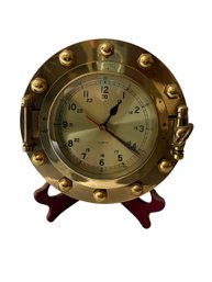 Contemporary Brass Port Hole Clock 9 Inch