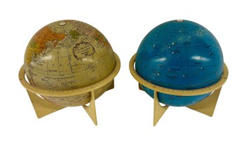Two 1950s Table Top Desk Globes - 7 Inch