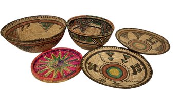 Lot Of Hand Woven African Baskets