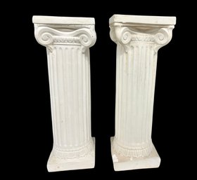Pair Of Plaster Columns 28 Inches Tall 10x11 Base
