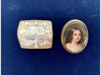 Two Pins In Gold Frames