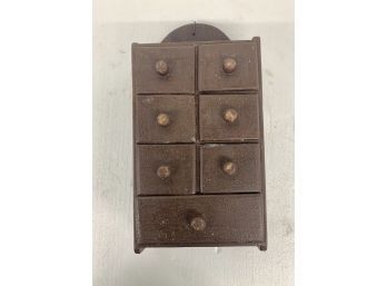 Seven Drawer Hanging Spice Box In Red Crackled Paint - 16x8x5