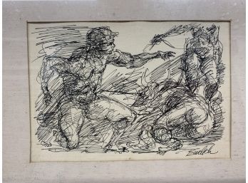 Charles Burdick Signed Pen & Ink. - Framed 12x14