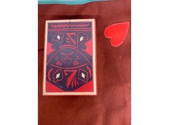 Card Table Felt Covering With Wooden Card Case 29 Inch Sq