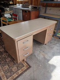 Vintage Mid Century Indestructible Metal Desk Of Power And Prestige