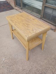 Completely Normal Blonde End Table With Shelf