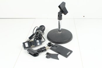 Lot Of Vintage Microphone Stands, Clips And Accessories