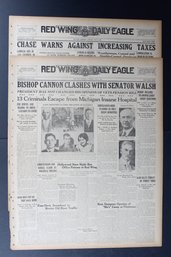 Two 1930 Red Wing Daily Eagle Newspapers Fox Lake Massacre