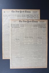 Two 1930s New York Times Newspapers Regarding Machine Gun Kelly And Lucky Luciano
