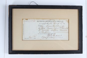 Civil War Citizen's Pass 1864 Framed