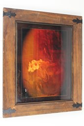 Interesting Print Of A Vase With Flowers Framed - Signed By Artist