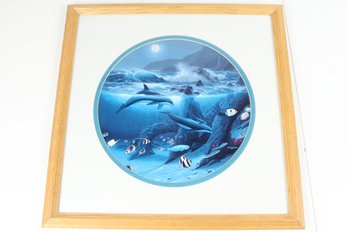 Framed Print Of Dolphin Moon By Wyland And Tabora