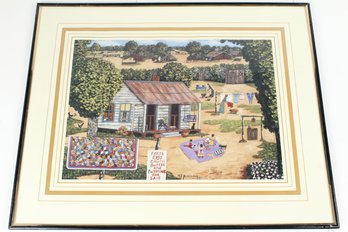 Framed Print Of Fresh Eggs & Churn Butter Folk Art By Mary Frances Robinson